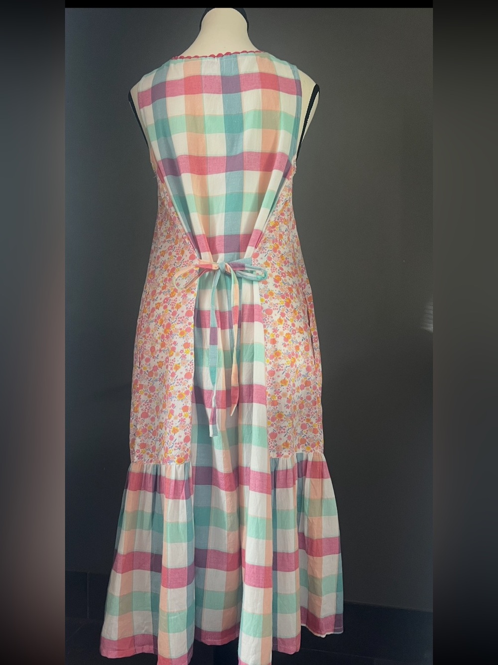April Cornell Cotton Patchwork Dress in Pastels. Size XS. NWOT